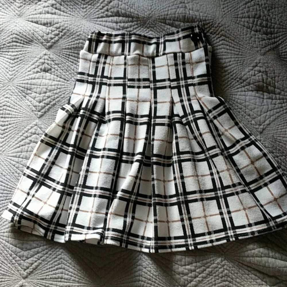 White Check Tennis Side Split Skirt